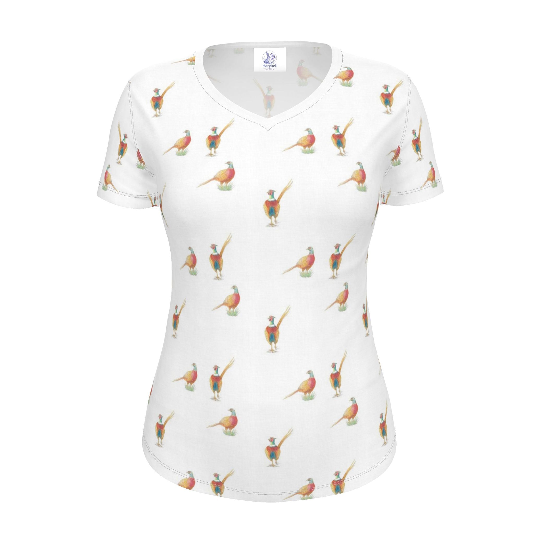 Ladies’ Country Pheasant Print V-Neck T-Shirt