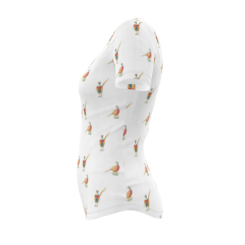 Ladies’ Country Pheasant Print V-Neck T-Shirt