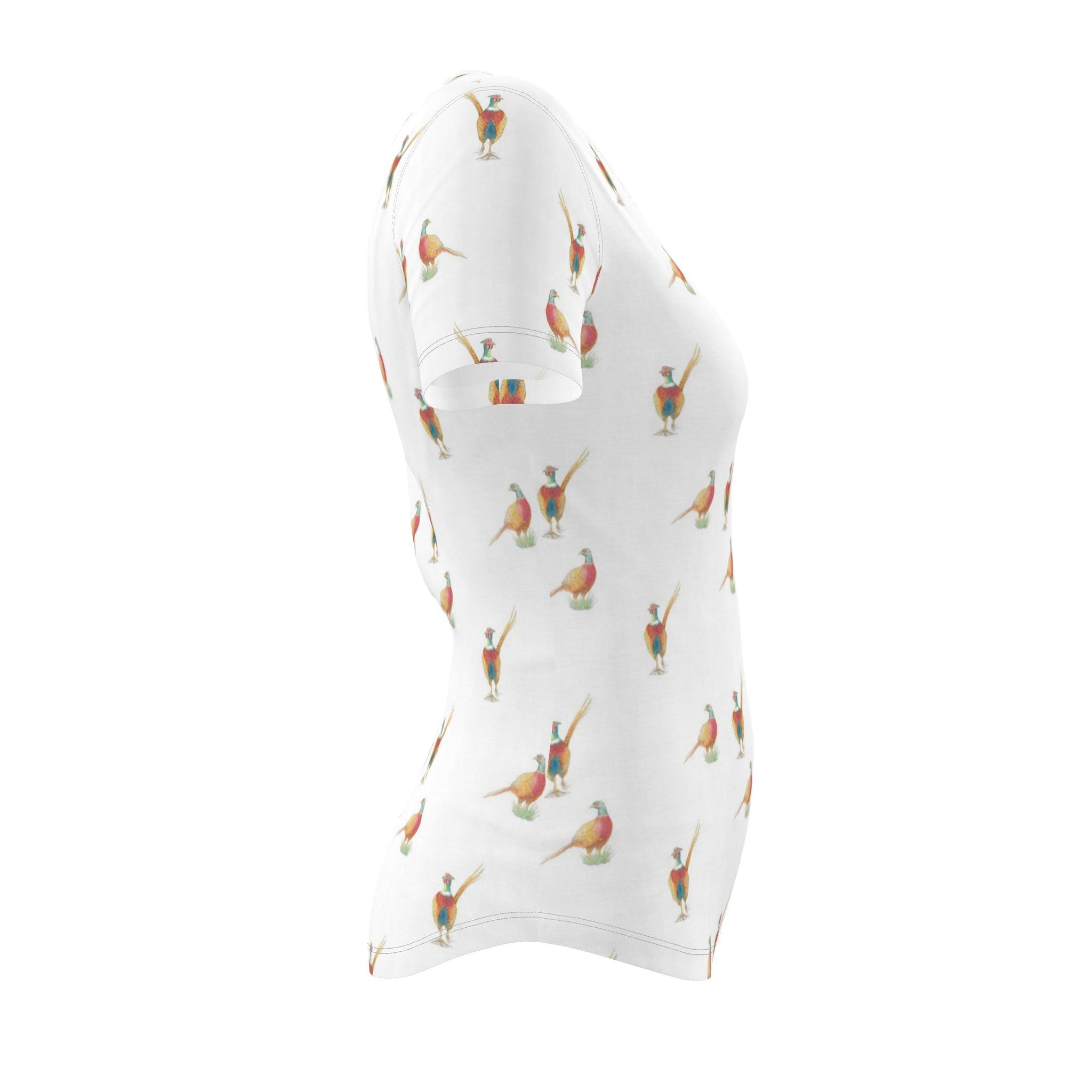 Ladies’ Country Pheasant Print V-Neck T-Shirt