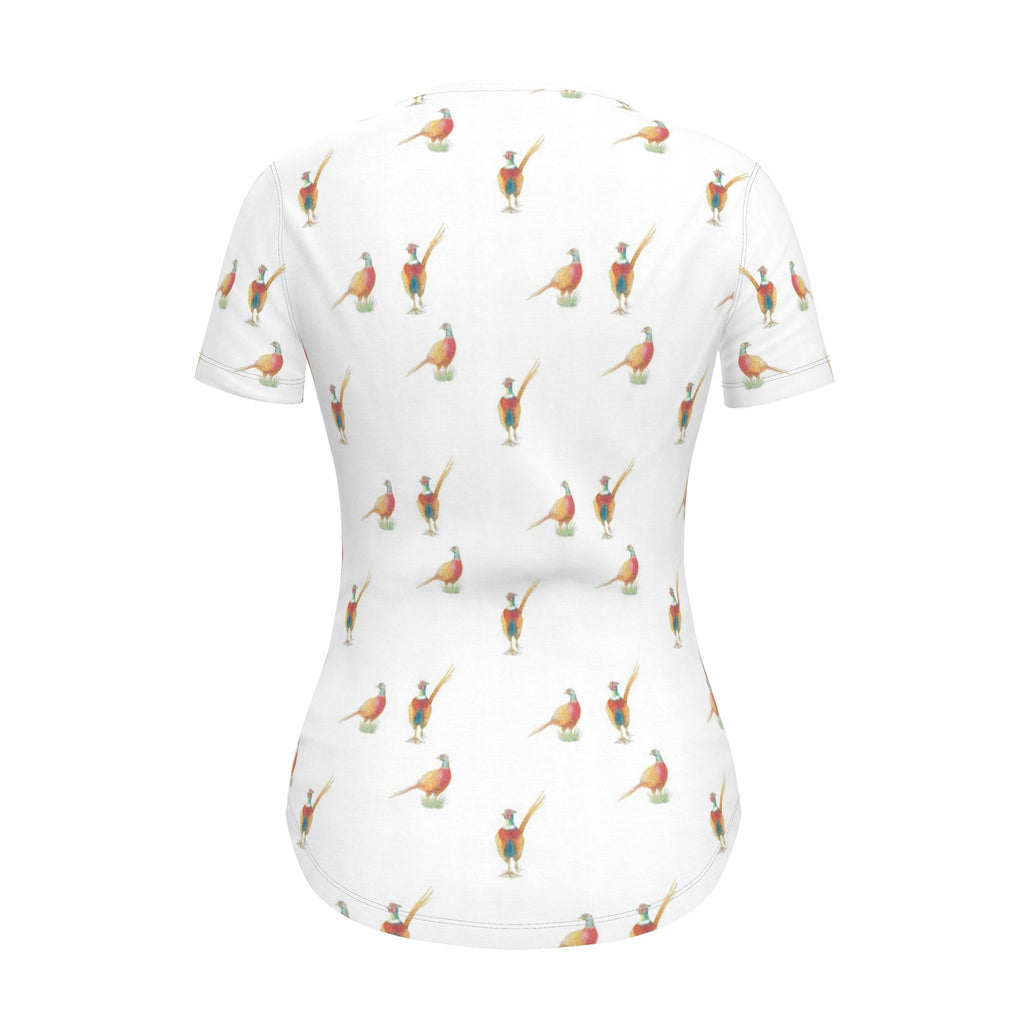 Ladies’ Country Pheasant Print V-Neck T-Shirt