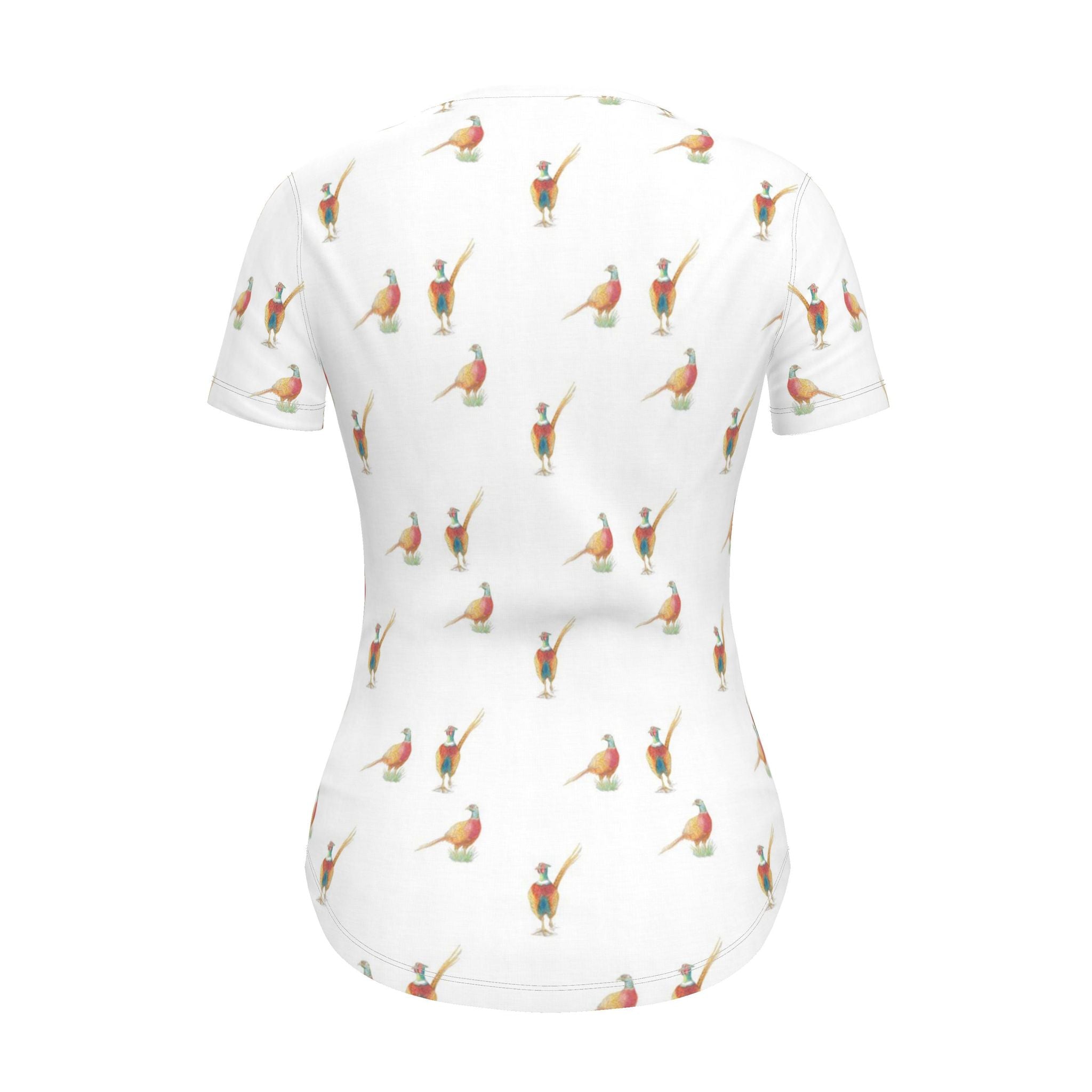 Ladies’ Country Pheasant Print V-Neck T-Shirt