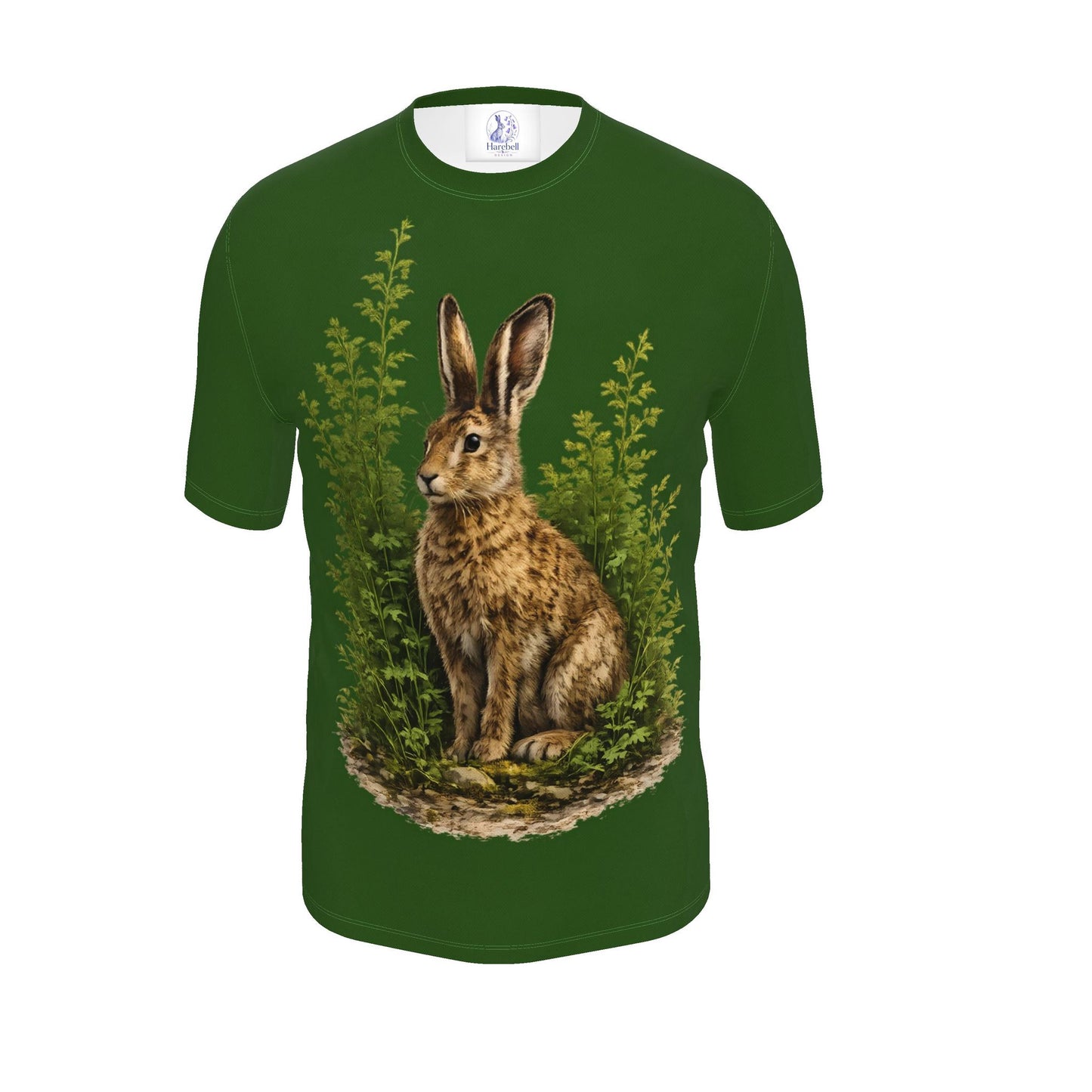 Men's Dark Green Hare T-Shirt – British Wildlife Nature-Inspired Tee