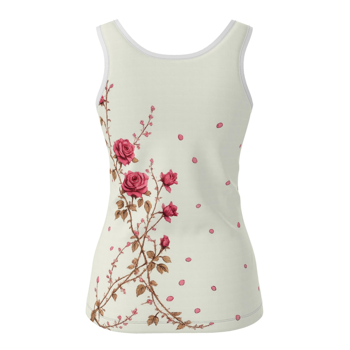 Women’s Cream & Rose Petal Vest Top – Romantic Floral