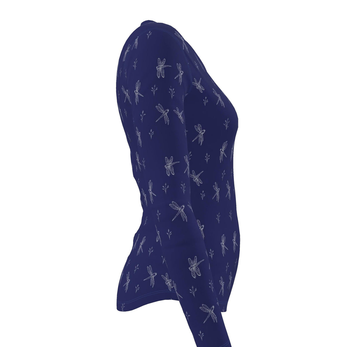 Women’s Dragonfly Print Long-Sleeve T-Shirt | Nature-Inspired V-Neck
