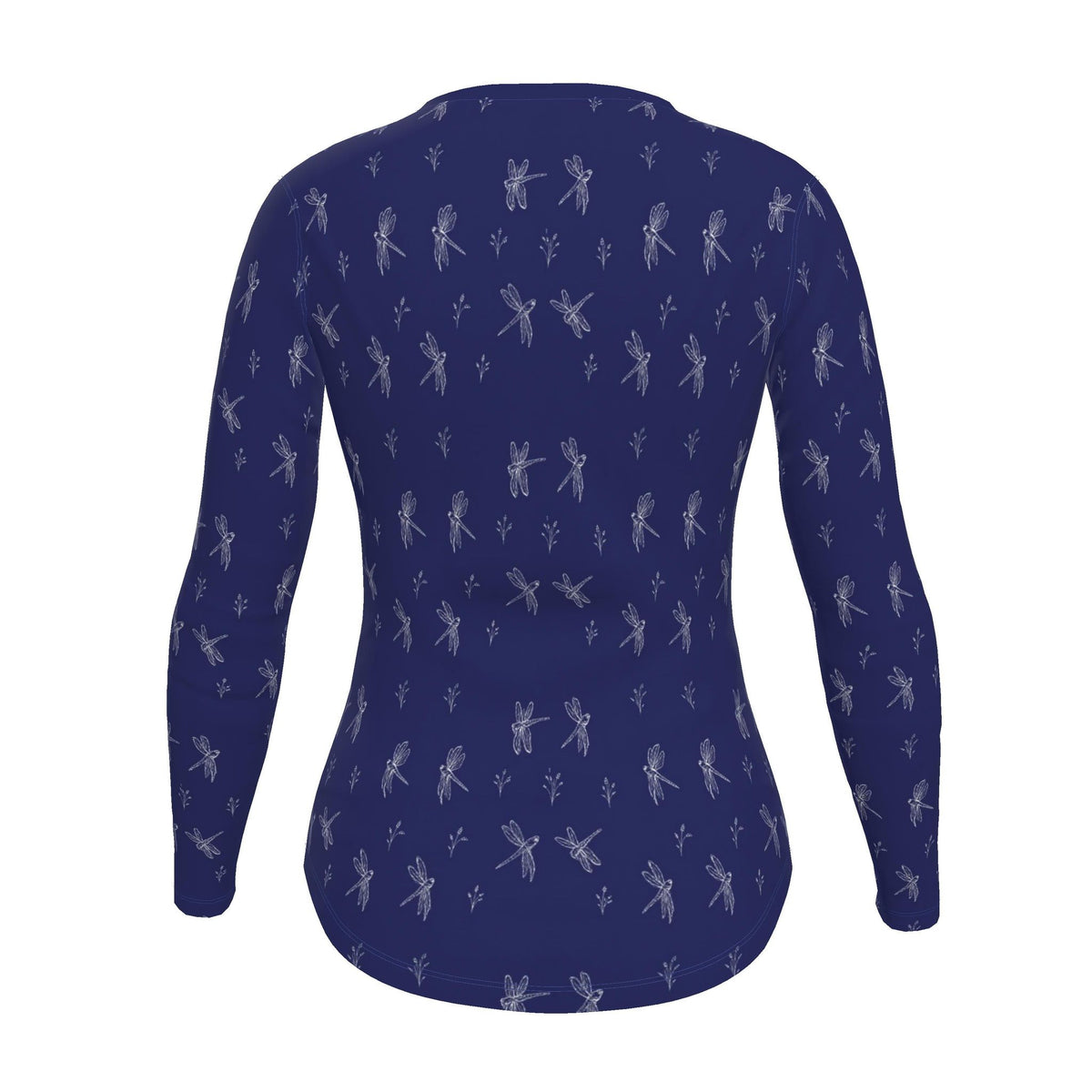 Women’s Dragonfly Print Long-Sleeve T-Shirt | Nature-Inspired V-Neck