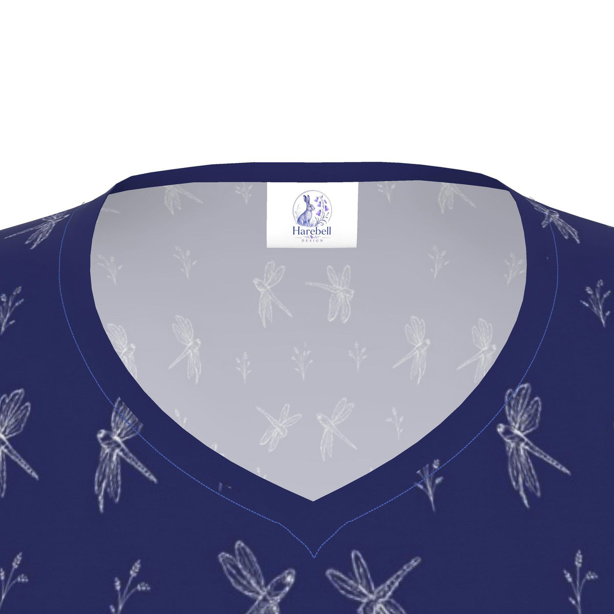 Women’s Dragonfly Print Long-Sleeve T-Shirt | Nature-Inspired V-Neck